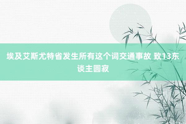埃及艾斯尤特省发生所有这个词交通事故 致13东谈主圆寂